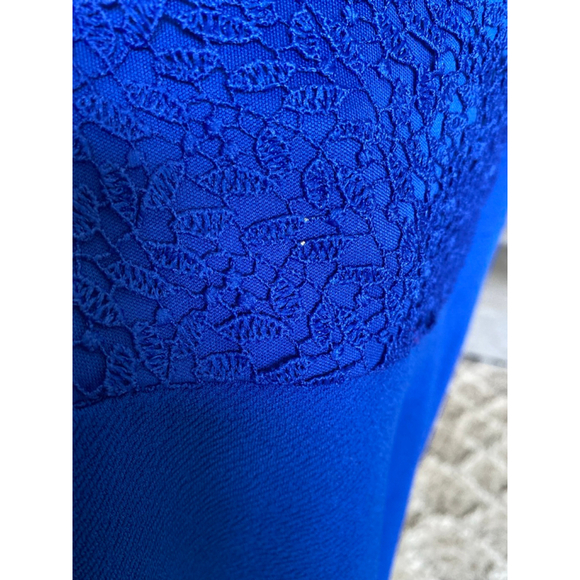APT.9 Fit & Flare Sleeveless Dress Royal Blue Lace Detail L Wedding Event Preppy - Picture 5 of 8